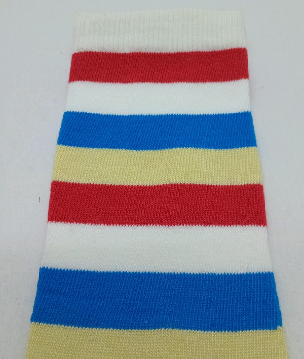 Knee High - Broad Stripe - White, Red, Yellow & Blue