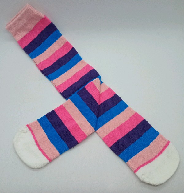 Knee High - Broad Stripe - Pink, Apricot, Blue & Purple
