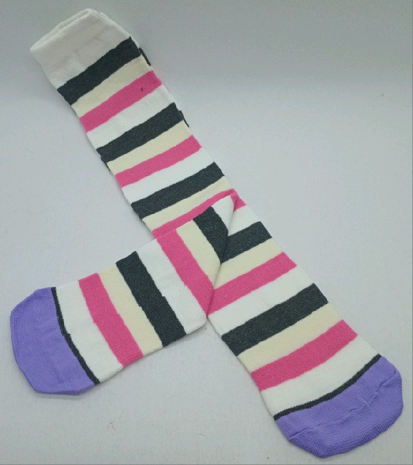 Knee High - Broad Stripe - White, Pink, Cream & Black