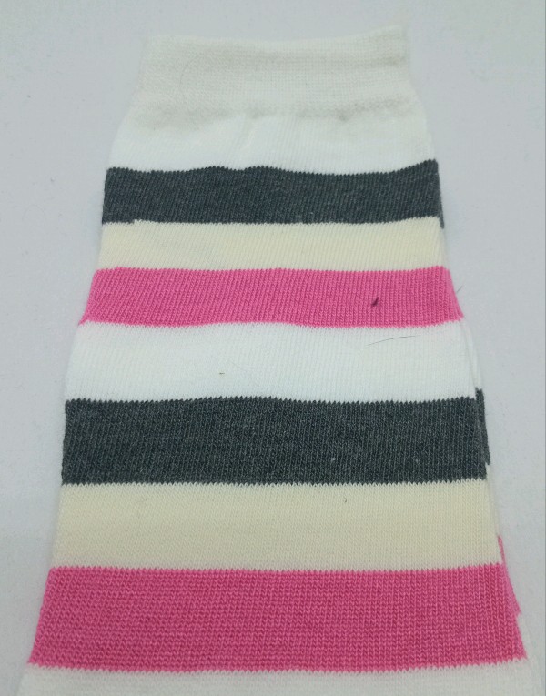 Knee High - Broad Stripe - White, Pink, Cream & Black