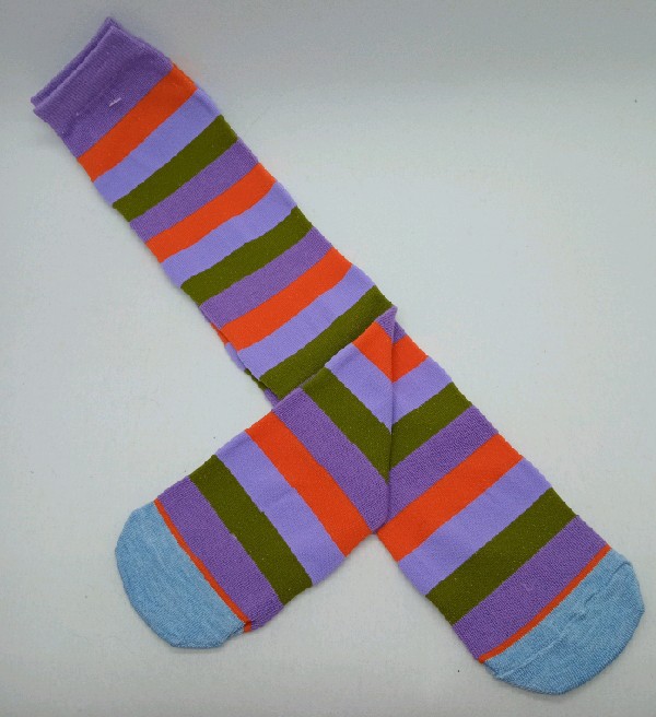 Knee High - Broad Stripe - Orange, Purple & Green