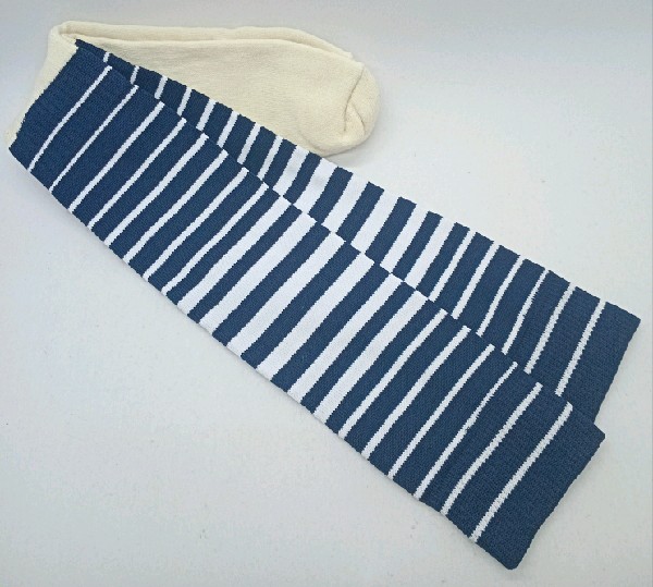 Nylon Rugby /Hockey with Padded Foot - Navy & White Thin Stripes