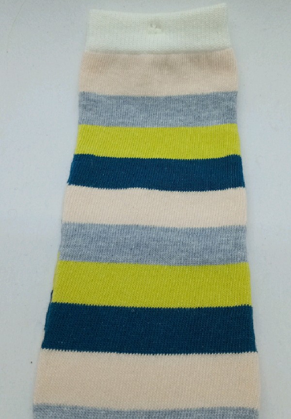 Knee High - Broad Stripe - Navy, Green, Grey & Cream