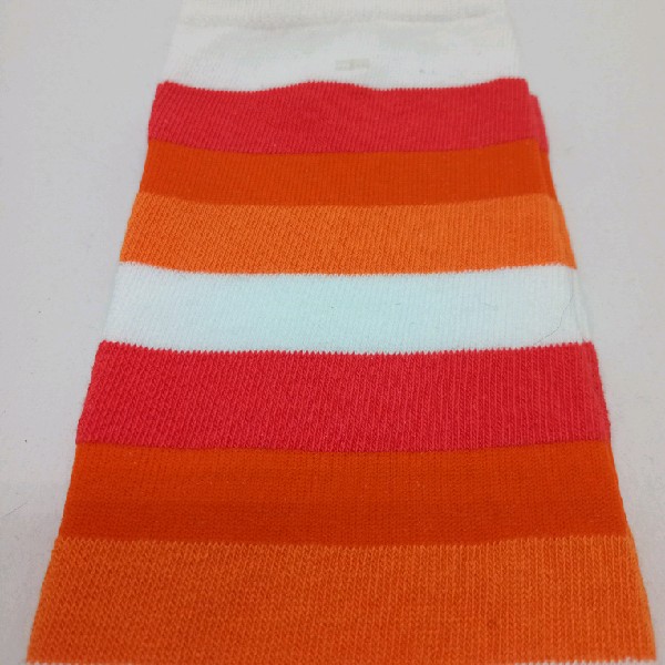 Knee High - Broad Stripe - White, Red, Orange & Apricot
