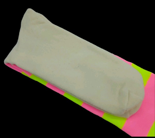 Nylon Rugby /Hockey with Padded Foot - Yellow & Pink Stripes