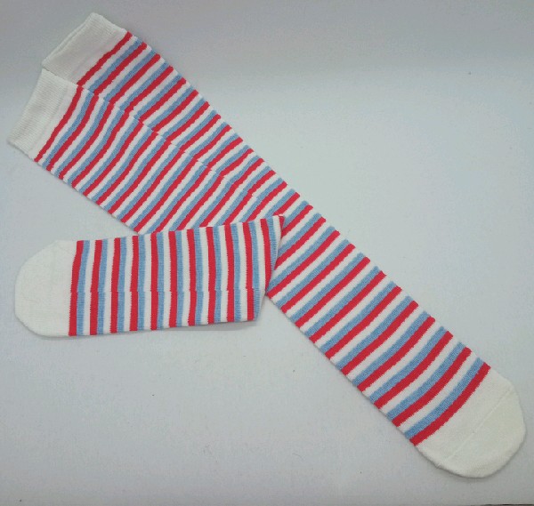 Knee High - Thin Stripe - White, Red & Blue