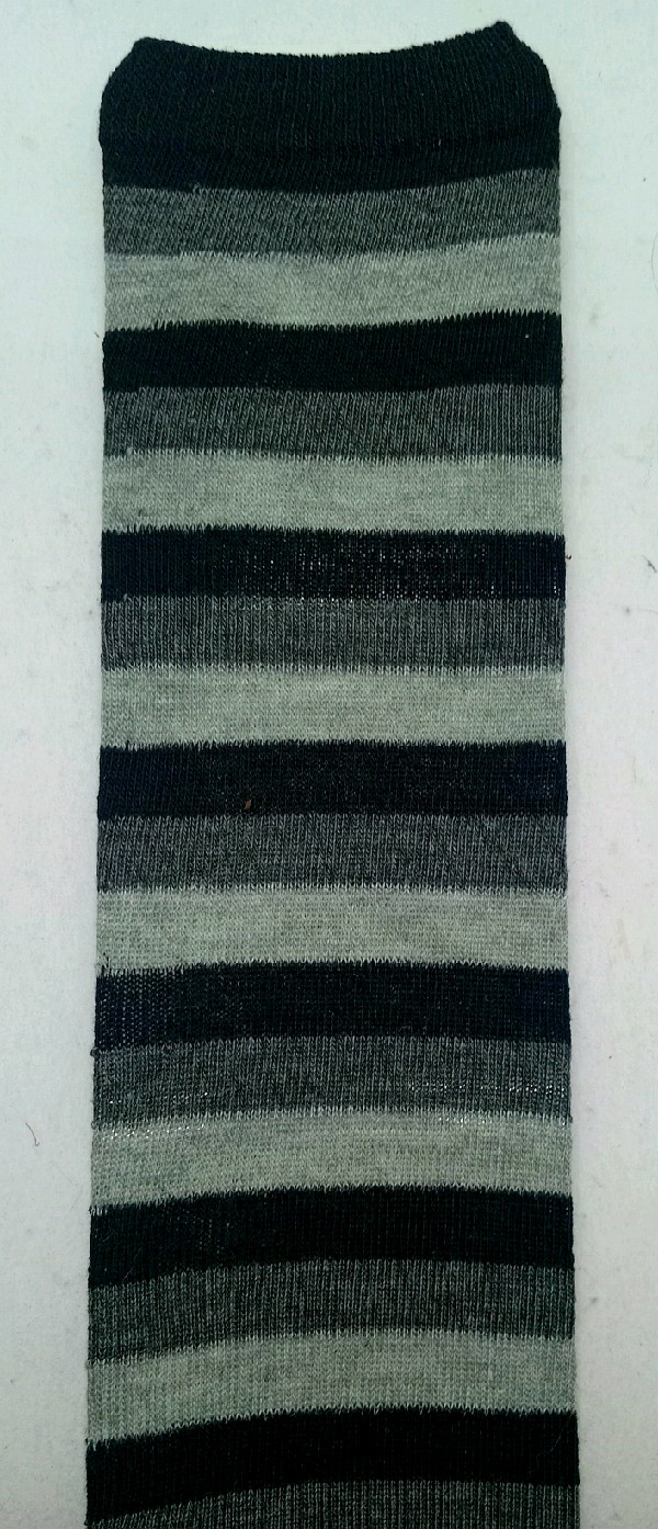 Thigh High Socks Striped Black, Light Grey & Dark Grey