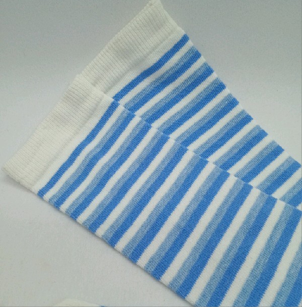 Knee High - Thin Stripe - White, Blue & Grey
