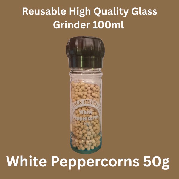 100ml Grinder - White Peppercorns 50g